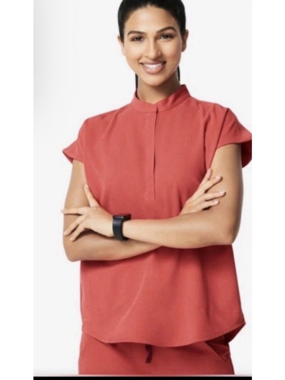FIGS Rafaela Oversized Scrub Top Clay Burnt Orange Women’s Size M Sleeveless